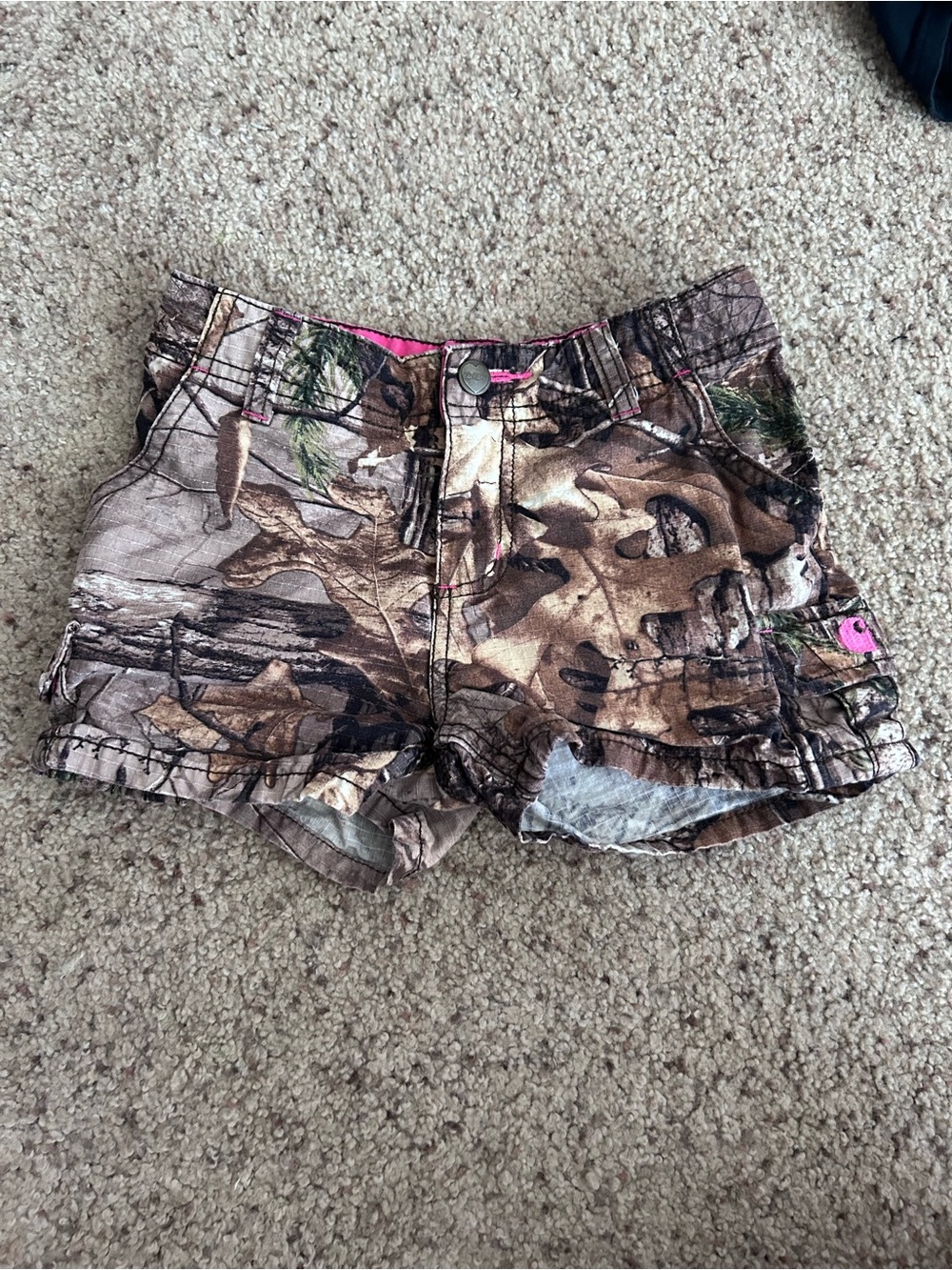 Carhartt Girls' Camo Shorts with Pink Trim